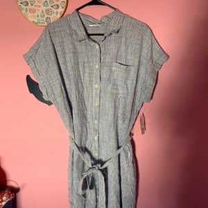 Blue and white striped dress